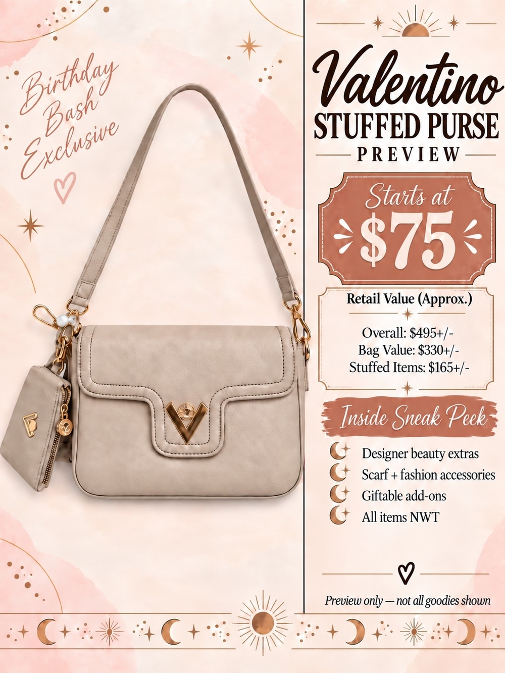 Valentino Taupe Stuffed Shoulder Bag - Birthday Bash Exclusive